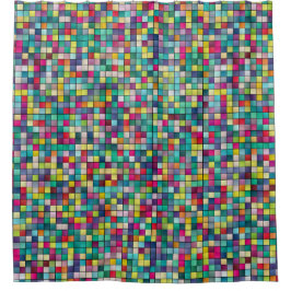 カラフルモザイク模様 シャワーカーテン