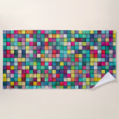 カラフルモザイク模様 ビーチタオル (正面)