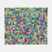 カラフルモザイク模様 フリースブランケット (正面(横))