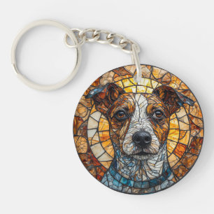 カラフルモザイク ジャック・ラッセル・テリア 犬 キーホルダー