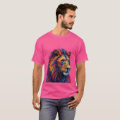 カラフルモザイク ライオン彫刻 Tシャツ (正面フル)