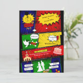 カラフルモダンおもしろいレトロ結婚漫画の話 招待状 (スタンド正面)