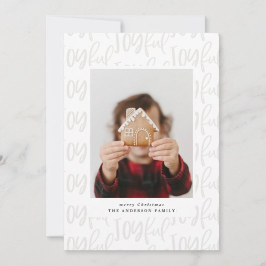 カラフルモダンおもしろい家族写真クリスマス シーズンカード (正面)