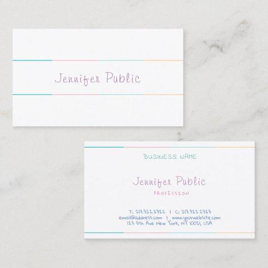 カラフルモダンかわいらし文字シンプル 名刺 (正面/裏面)