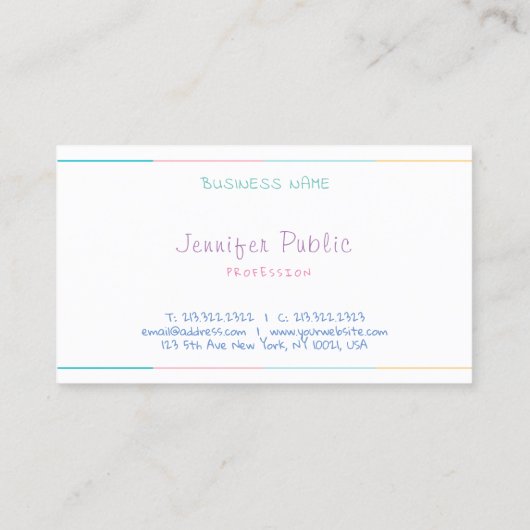 カラフルモダンかわいらし文字シンプル 名刺 (裏面)