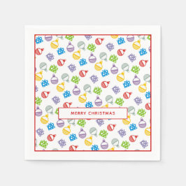 カラフルモダンのクリスマスボールとギフト スタンダードカクテルナプキン