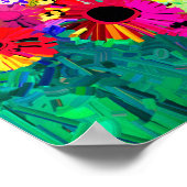 カラフルモダンの明るい花アートホームウォールデカール ポスター (角)