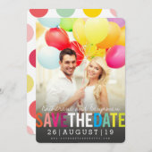 カラフルモダンはっきりした文字 セーブザデート (正面/裏面)