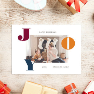 カラフルモダンはっきりしたScript Photo Holidayはがき シーズンポストカード