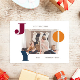 カラフルモダンはっきりしたScript Photo Holiday Card シーズンカード