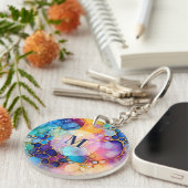 カラフルモダンアルコール水背景色 キーホルダー (正面右)