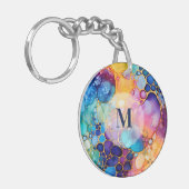 カラフルモダンアルコール水背景色 キーホルダー (正面左)