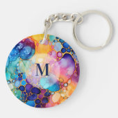カラフルモダンアルコール水背景色 キーホルダー (裏面)