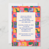 カラフルモダンアートRed Shapes誕生会 招待状 (正面)