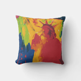 カラフルモダンウォーターカラーレディーリバティ クッション
