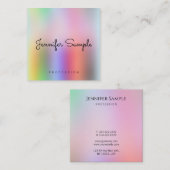 カラフルモダンエレガントテンプレートタイポグラフィスクリプト スクエア名刺 (正面/裏面)