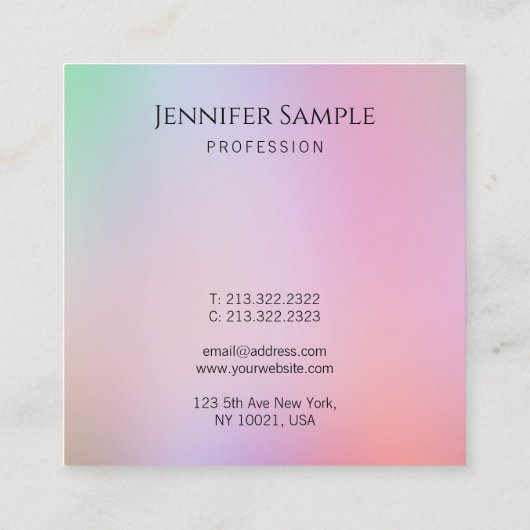 カラフルモダンエレガントテンプレートタイポグラフィスクリプト スクエア名刺 (裏面)