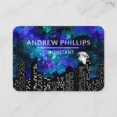 カラフルモダンカスタム月宇宙街並み 名刺 (正面)