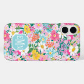 カラフルモダンガーデンのイニシャル入り Case-Mate iPhoneケース (裏面 (横))