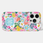 カラフルモダンガーデンのイニシャル入り Case-Mate iPhoneケース (裏面 (横))