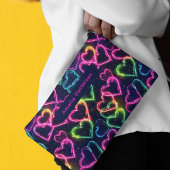 カラフルモダンガーリーネオンハートパーソナライズされた アクセサリーポーチ