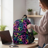 カラフルモダンガーリーネオンハートパーソナライズされた プリントバックパック