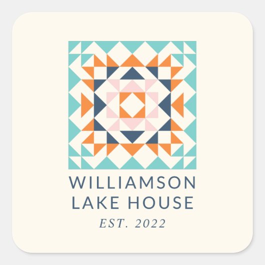 カラフルモダンキルトブロック幾何カスタム スクエアシール (正面)