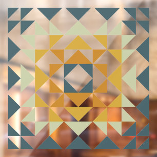 カラフルモダンキルトブロック幾何自然ティール（緑がかった色） ウィンドウサイン