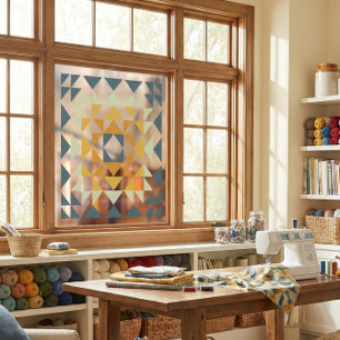 カラフルモダンキルトブロック幾何自然ティール（緑がかった色） ウィンドウサイン