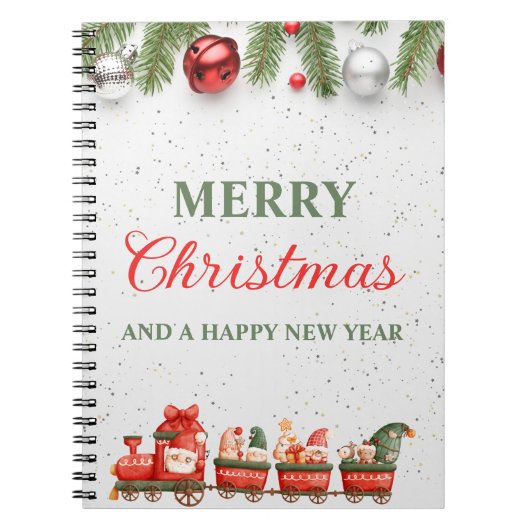 カラフルモダンクリスマスのスパイラルフォト ノートブック (正面)