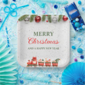 カラフルモダンクリスマスの日9"スクエア紙プレート ペーパープレート (パーティー)