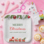 カラフルモダンクリスマスの日9"スクエア紙プレート ペーパープレート (パーティー)