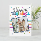 カラフルモダンクリスマスファミリーフォトホリデーカー シーズンカード (スタンド正面)