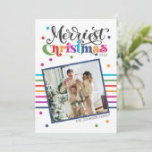 カラフルモダンクリスマスファミリーフォトホリデーカー シーズンカード (スタンド正面)