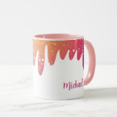 カラフルモダングリッターパーソナライズされた マグカップ (正面右)