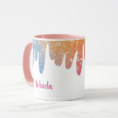 カラフルモダングリッターパーソナライズされた マグカップ (正面左)