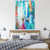 カラフルモダンコンテンポラリー抽象芸術 キャンバスプリント (インサイチュ (寝室))