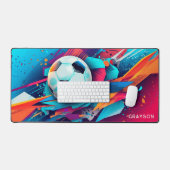 カラフルモダンサッカーパーソナライズされた名 デスクマット (キーボード&マウス)