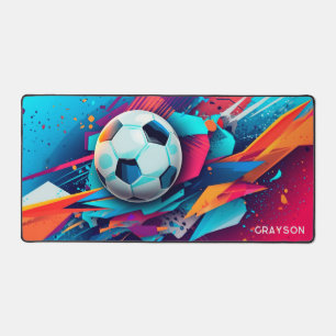 カラフルモダンサッカーパーソナライズされた名 デスクマット