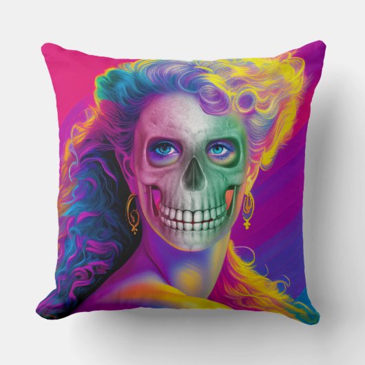 カラフルモダンスカル顔ハロウィーンスタイル クッション (正面)