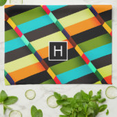 カラフルモダンストライプ抽象芸術 キッチンタオル (折り畳み)