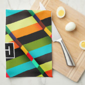 カラフルモダンストライプ抽象芸術 キッチンタオル (四つ折り)