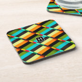 カラフルモダンストライプ抽象芸術 コースター (左側)