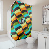 カラフルモダンストライプ抽象芸術 シャワーカーテン (インサイチュ)
