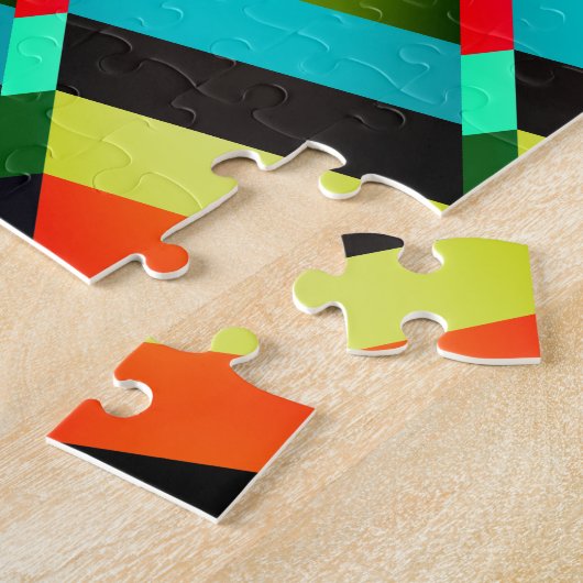 カラフルモダンストライプ抽象芸術 ジグソーパズル (側面)