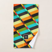 カラフルモダンストライプ抽象芸術 バスタオルセット (ハンドタオル)