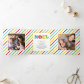 カラフルモダンタイポグラフィノールクリスマス写真 三つ折りクリスマスカード (内部)