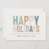 カラフルモダンタイポグラフィハッピーホリデー シーズンカード (正面)