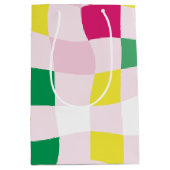 カラフルモダンタータンチェックの格子模様 ミディアムペーパーバッグ (正面)