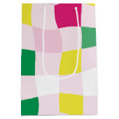 カラフルモダンタータンチェックの格子模様 ミディアムペーパーバッグ (裏面)